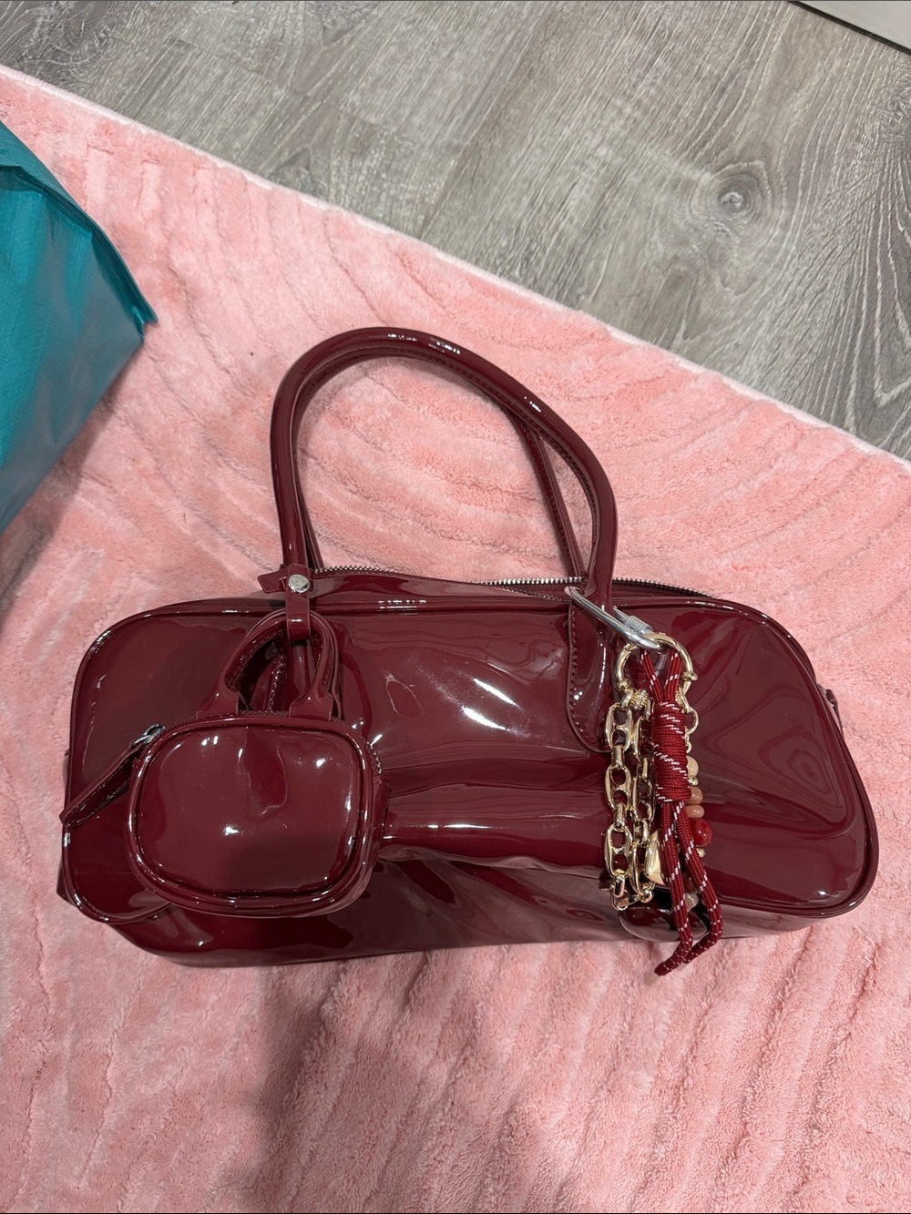 Patent Leather Maroon Women’s Satchel - Unbranded